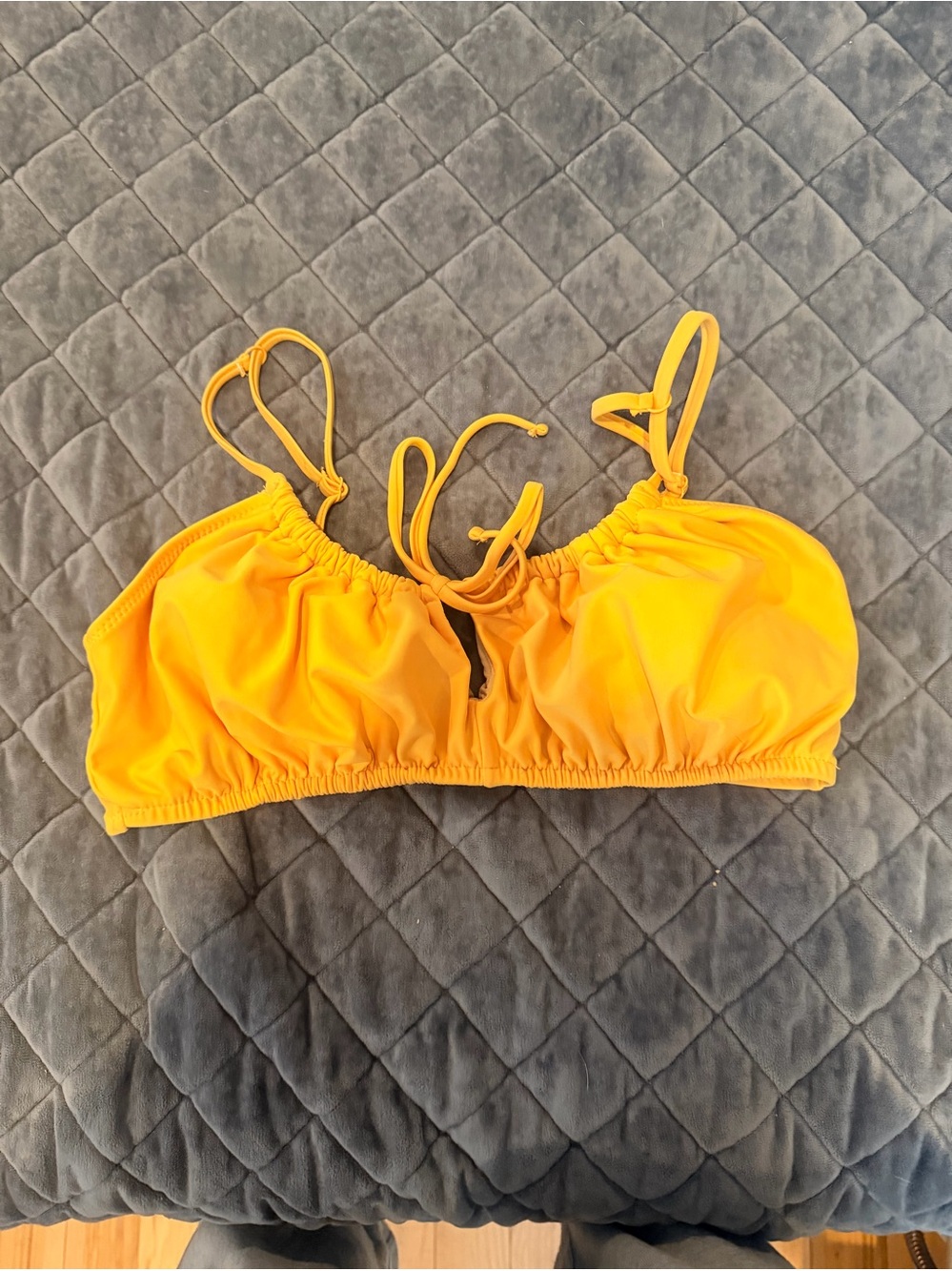 Old Navy Bright Yellow Women's Swim Bikini Top with Front Tie